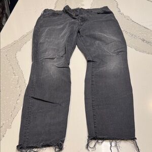 MOTHER Women's Distressed Gray Jeans Size 32 Frayed Hem